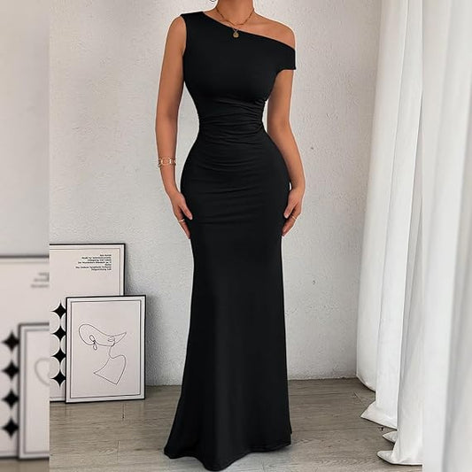 Robe Longue Noire Élégance Royale