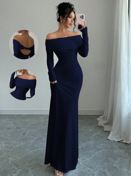 Robe de Soirée Longue Sirène Bleue Marine