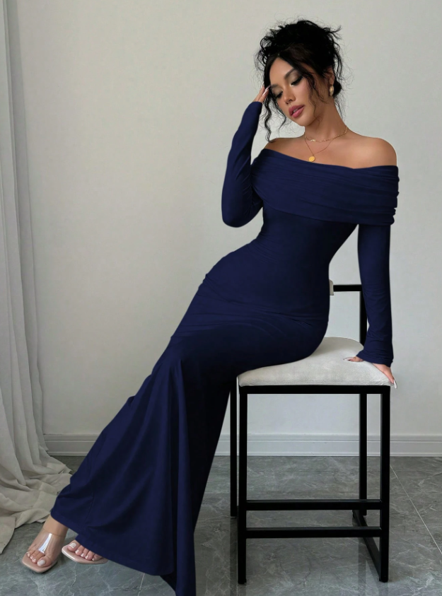 Robe de Soirée Longue Sirène Bleue Marine
