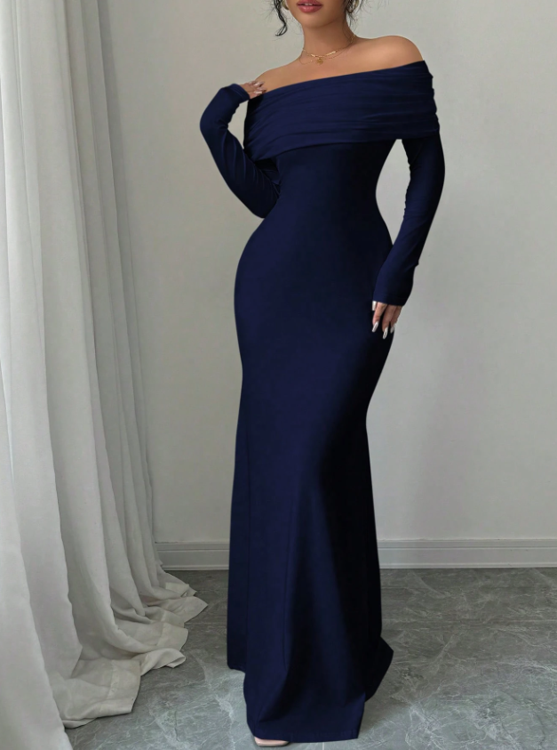 Robe de Soirée Longue Sirène Bleue Marine