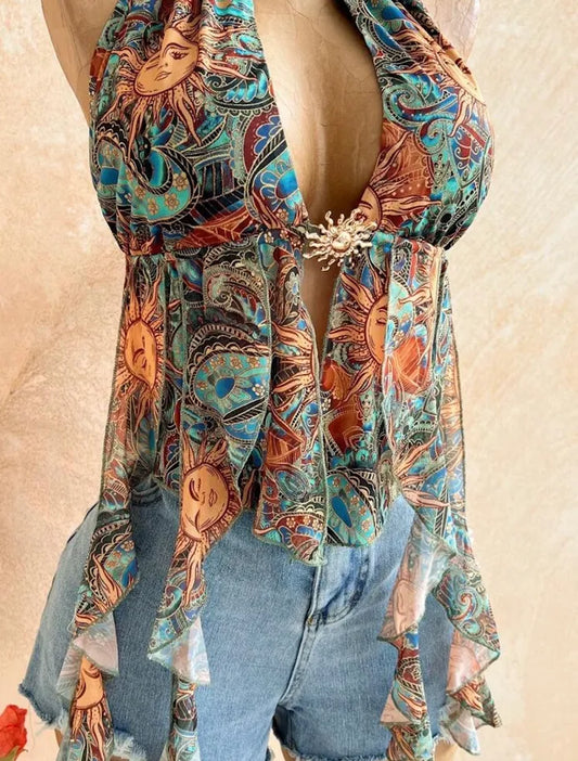 Haut Dos Nu Femme Chic pour Été