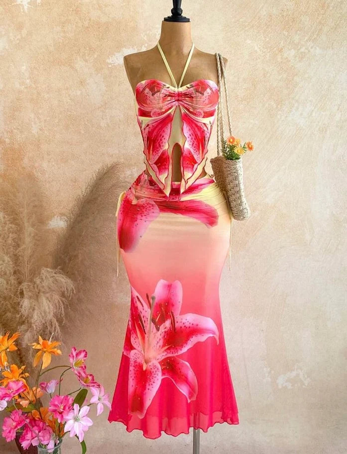 Robe Longue Fleurie Tropicale Luxe