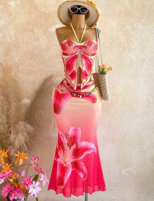 Robe Longue Fleurie Tropicale Luxe